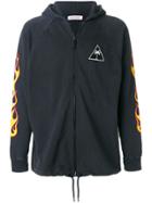 Palm Angels Flame Sleeve Hooded Sweatshirt - Grey