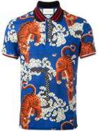 Gucci Bengal Print Polo Shirt, Men's, Size: Medium, Blue, Cotton/spandex/elastane