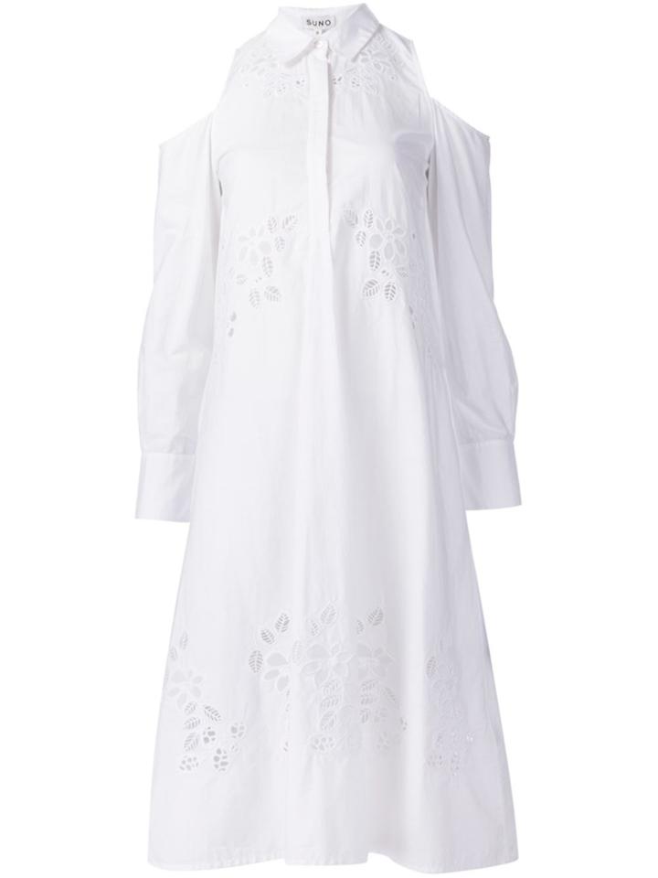 Suno Macrame Cut Out Shoulder Dress - White