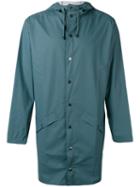Rains Long Hooded Jacket, Men's, Size: Large, Blue, Polyurethane/polyester