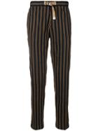 White Sand Striped Slim Fit Trousers - Blue