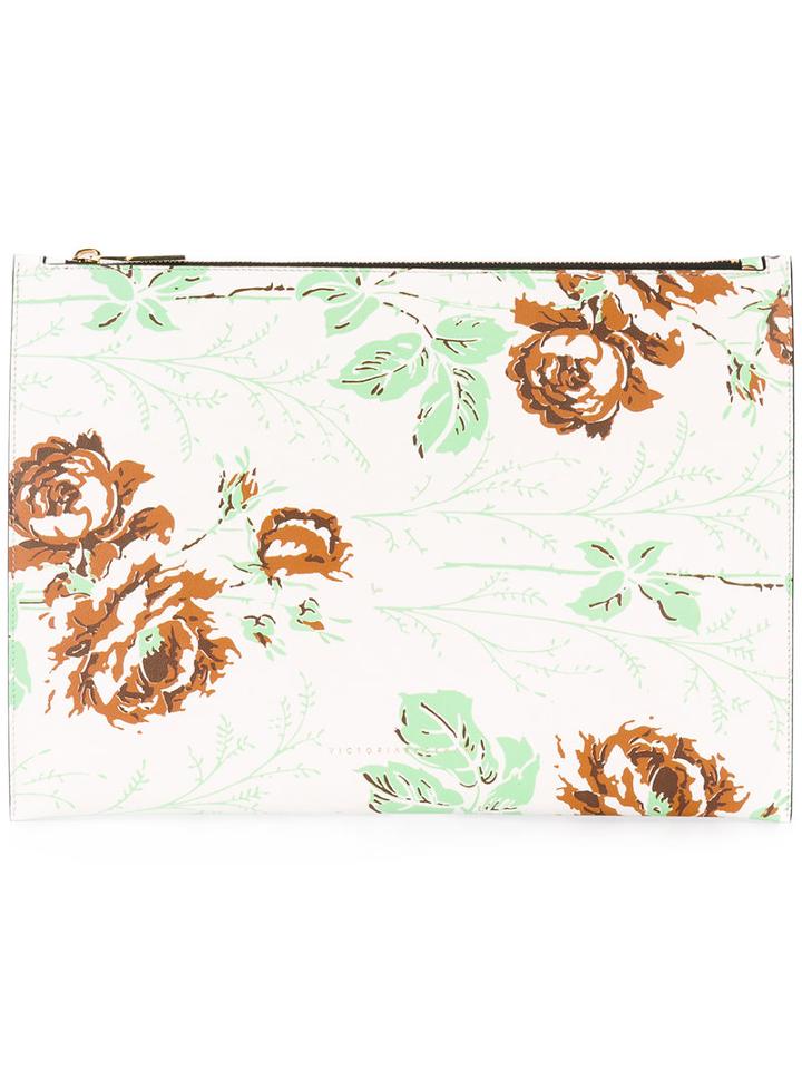 Floral Print Clutch - Women - Leather/polyamide/polyurethane - One Size, White, Leather/polyamide/polyurethane, Victoria Beckham