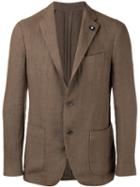 Lardini Three-button Blazer, Men's, Size: 50, Brown, Hemp/polyester