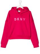 Dkny Kids Teen Logo Print Hoodie - Pink