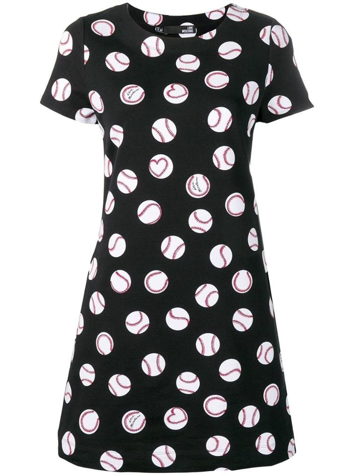 Love Moschino Baseball Print Skater Dress - Black