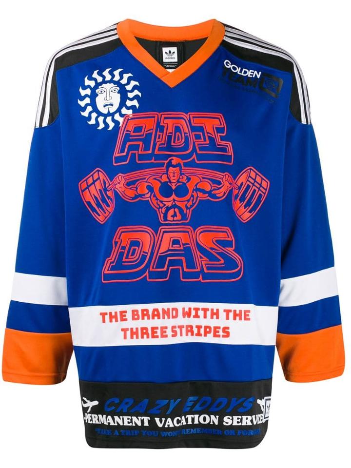 Adidas Bodybuilder Print Jersey Top - Blue