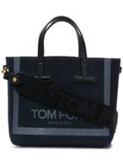 Tom Ford Logo Print Denim Tote - Blue