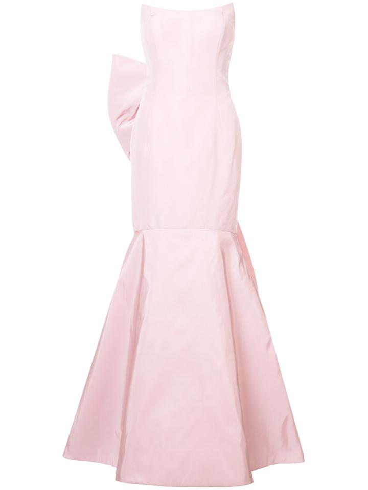 Oscar De La Renta Fluted Strapless Gown - Pink & Purple