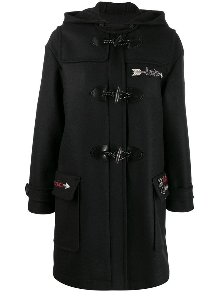 Red Valentino Redvalentino Embroidered Duffle Coat - Black