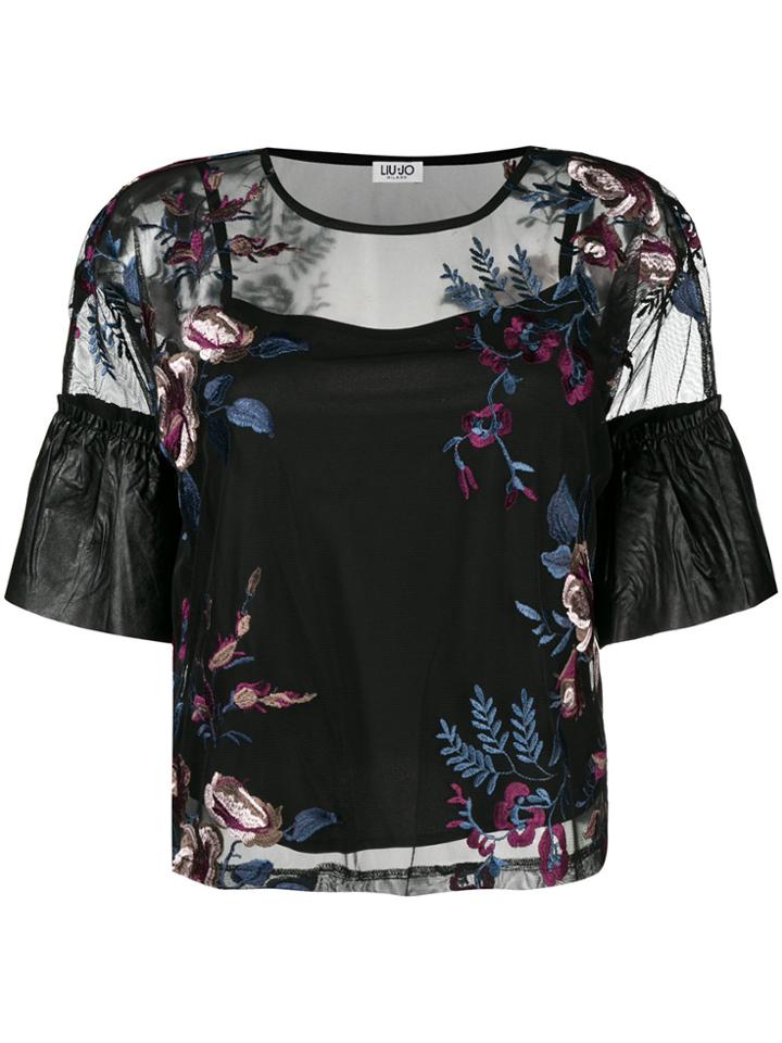 Liu Jo Sheer Floral Blouse - Black