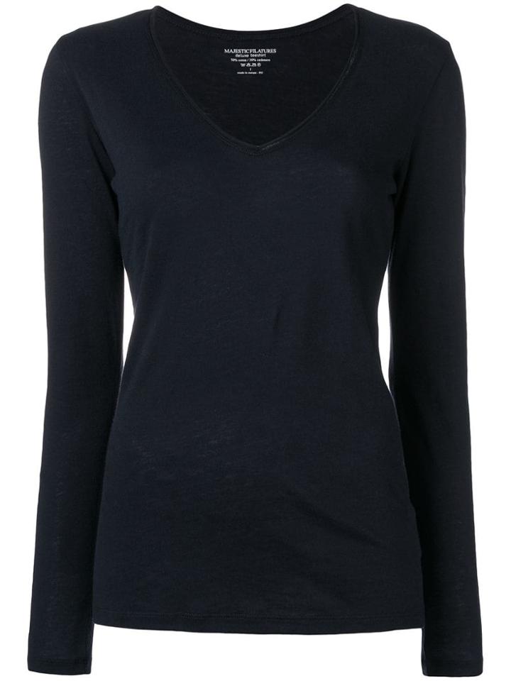Majestic Filatures Longsleeved V-neck Jumper - Black