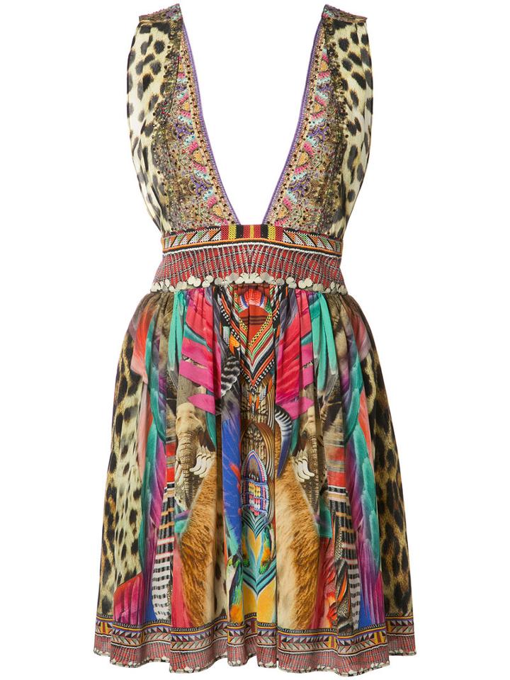 Camilla Printed Plunge Dress, Women's, Size: 8, Silk
