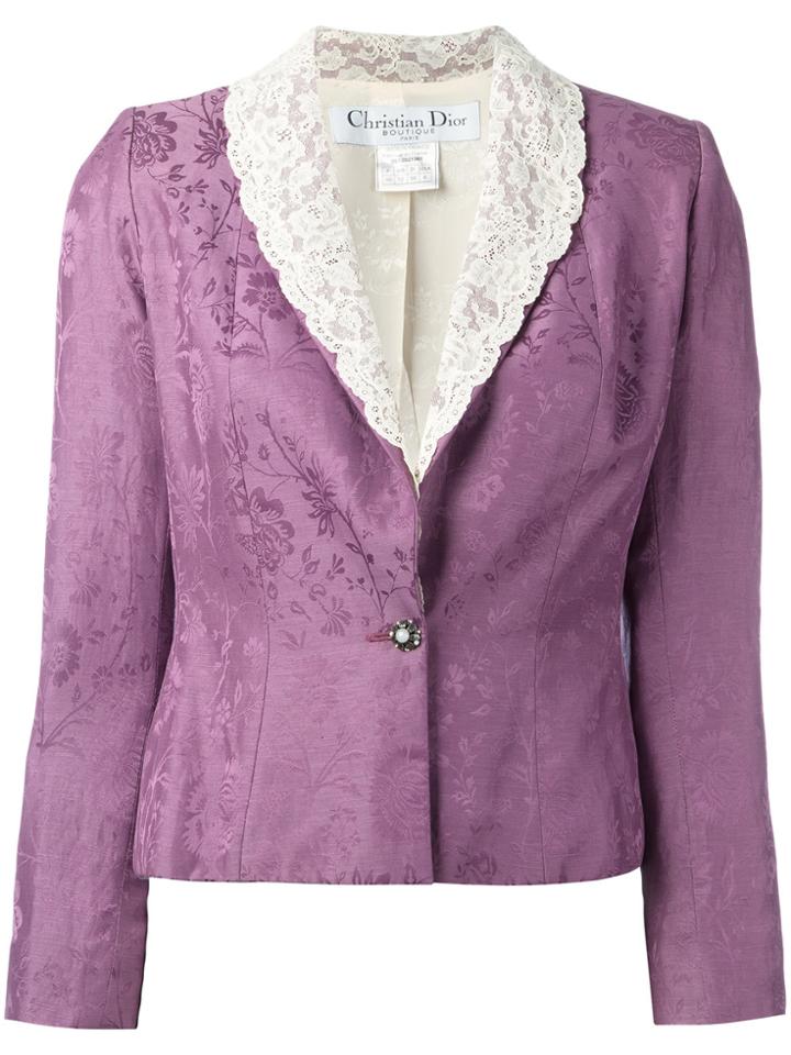 Christian Dior Vintage Cropped Lace Lapel Blazer - Pink & Purple