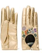 Gucci Floral Embroidered Gloves - Metallic