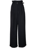 G.v.g.v. - Pleated Wide Trousers - Women - Polyester/rayon - 34, Women's, Blue, Polyester/rayon
