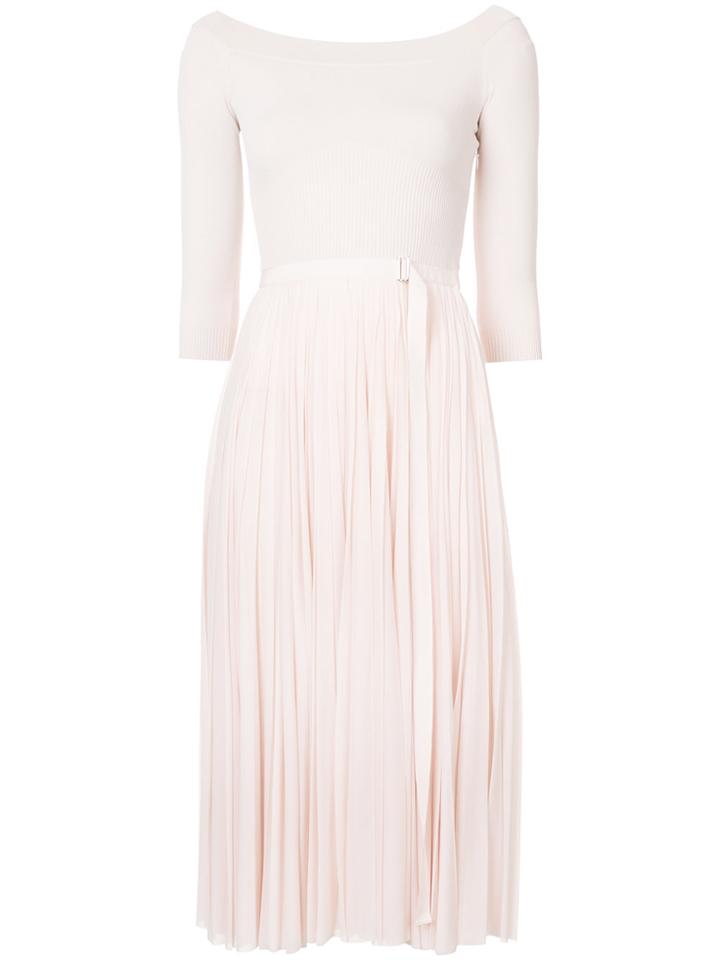 Alexander Mcqueen Off-the-shoulders Pleated Dress - Nude & Neutrals