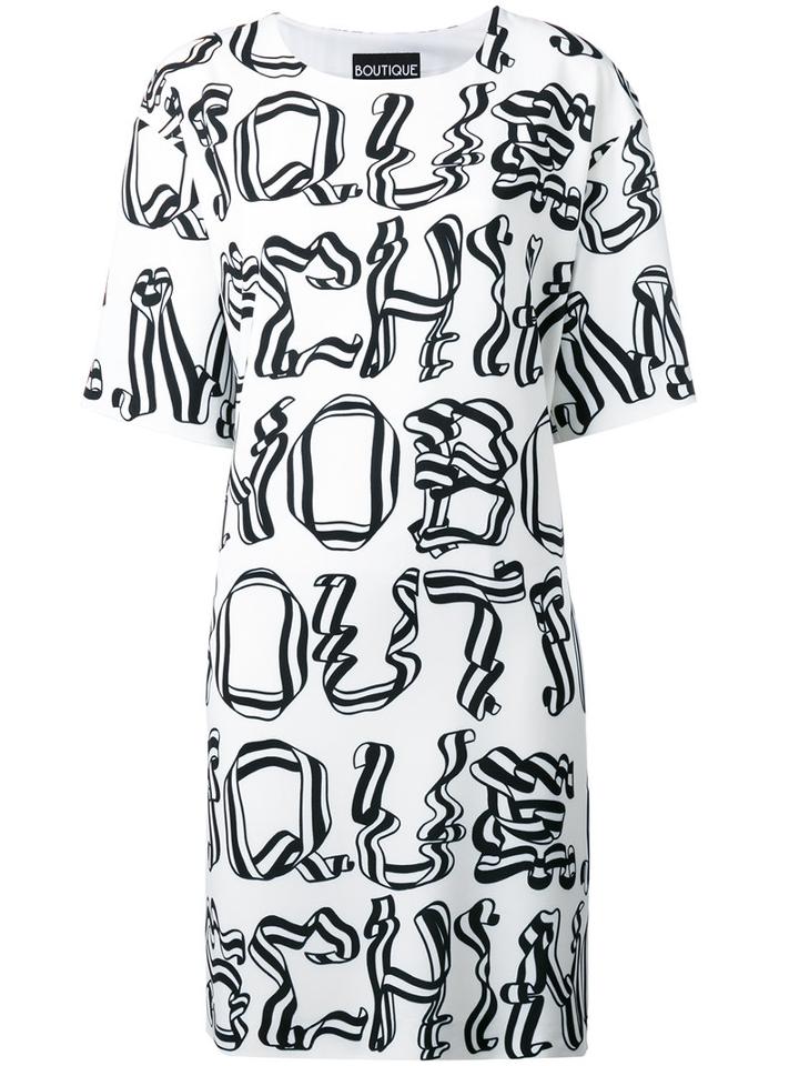 Boutique Moschino Allover Print Shift Dress, Women's, Size: 44, Black, Polyester/other Fibers