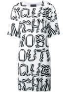 Boutique Moschino Allover Print Shift Dress, Women's, Size: 44, Black, Polyester/other Fibers