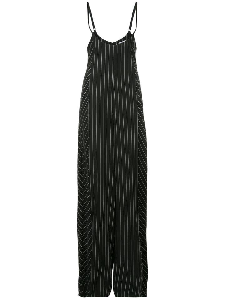 T By Alexander Wang Pinstripe Brace Jumpsuit - Black