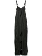 T By Alexander Wang Pinstripe Brace Jumpsuit - Black