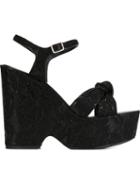 Saint Laurent Candy Platform Sandals, Women's, Size: 40, Black, Leather/cotton