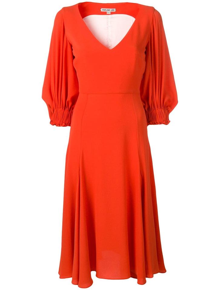 Edeline Lee Balloon Sleeve Dress - Orange