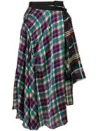 Sacai Asymmetric Plaid Wrap Around Skirt - Multicolour