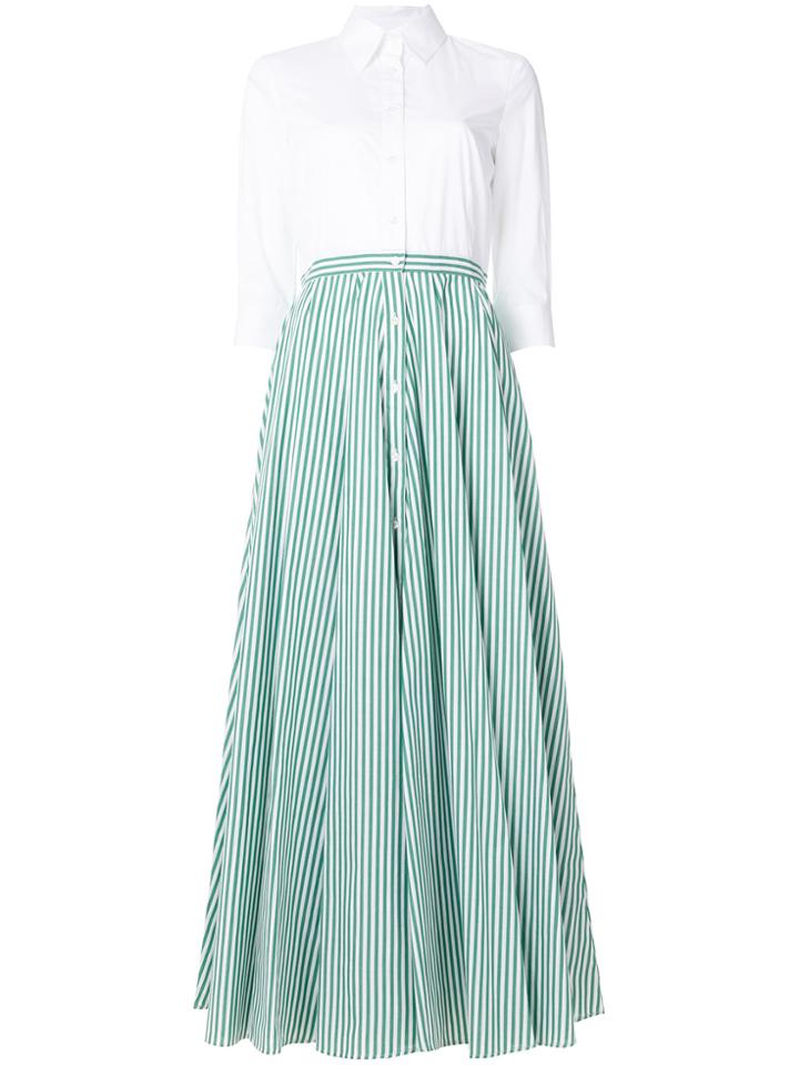 Peter Taylor Gingham Print Skirt Maxi Shirt Dress - White