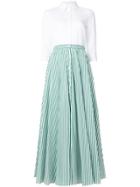 Peter Taylor Gingham Print Skirt Maxi Shirt Dress - White