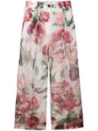 Dolce & Gabbana Peonies Print Cropped Trousers - White