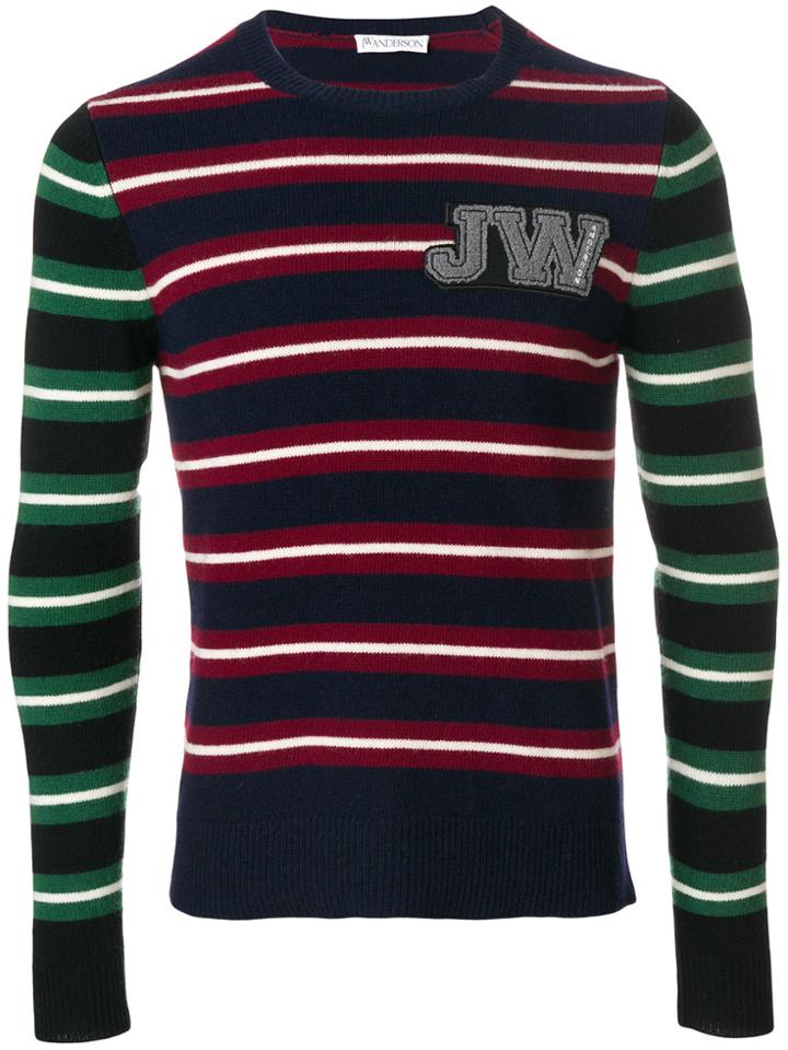 Jw Anderson Logo Patch Stripe Jumper - Blue