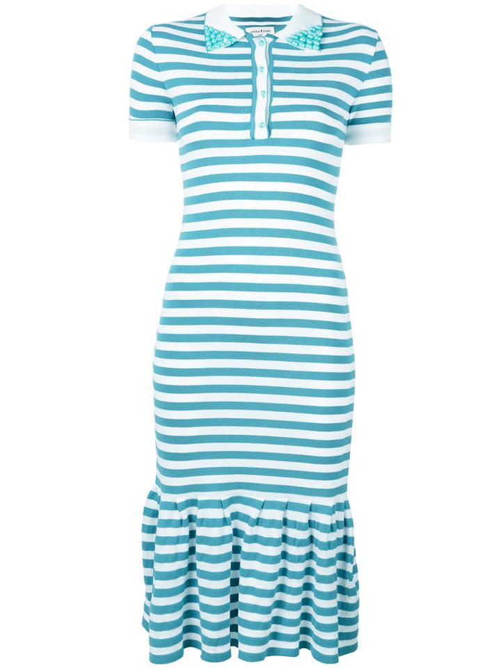 Natasha Zinko Striped Polo Dress, Women's, Size: Small, Blue, Polyester/viscose