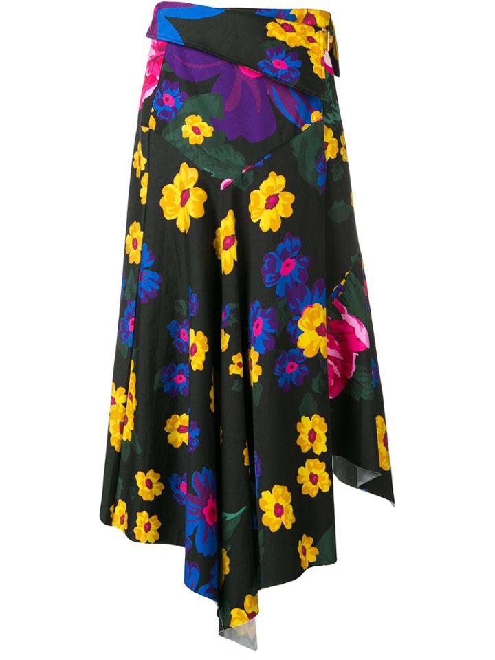 Marques'almeida Floral Asymmetrical Drape Skirt - Black