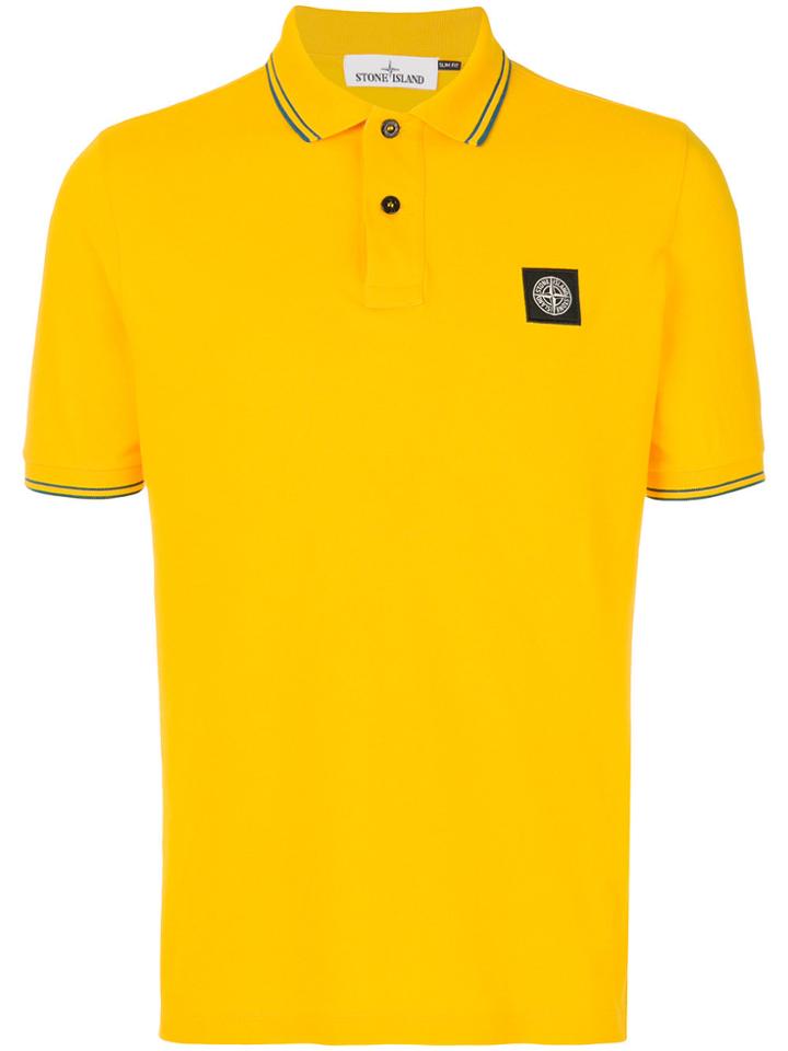Stone Island Embroidered Logo Polo Shirt - Yellow & Orange