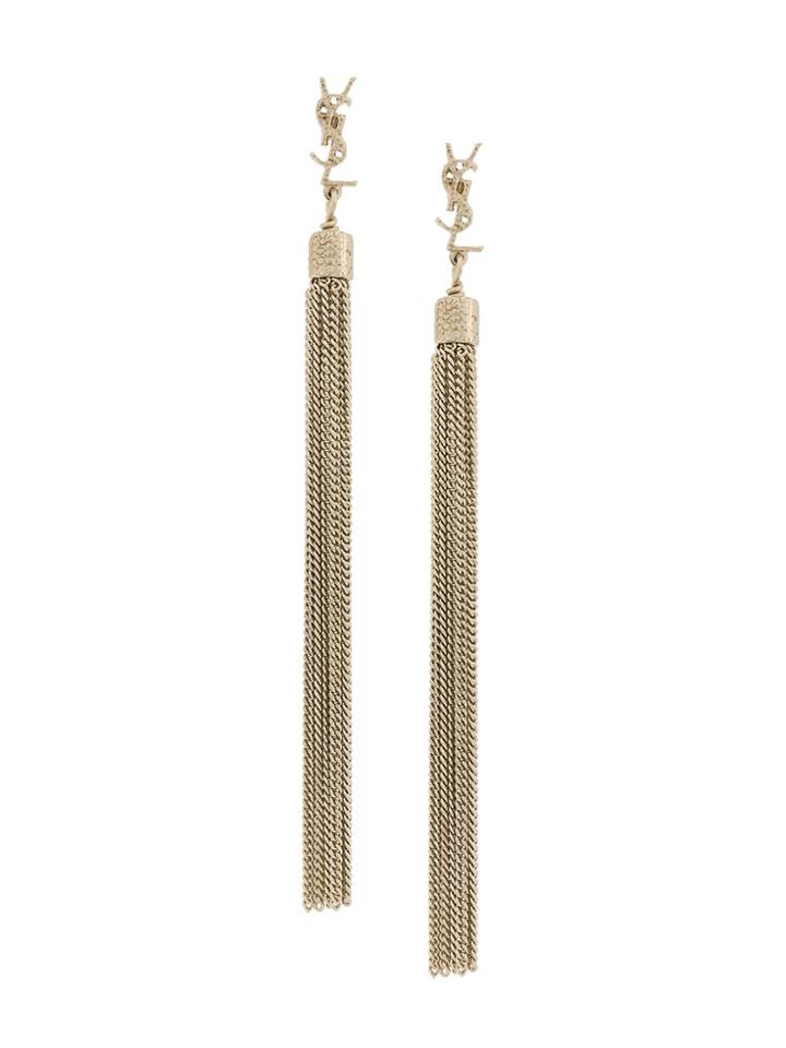 Saint Laurent Loulou Drop Earrings - Metallic