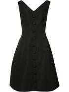 Christian Siriano - Button Front Pleated Dress - Women - Silk - 12, Black, Silk