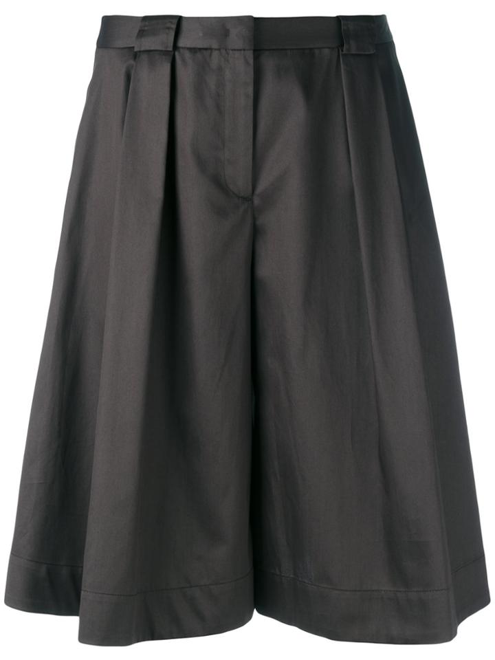 Jil Sander Navy Pleated Wide-leg Shorts - Green