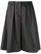 Jil Sander Navy Pleated Wide-leg Shorts - Green