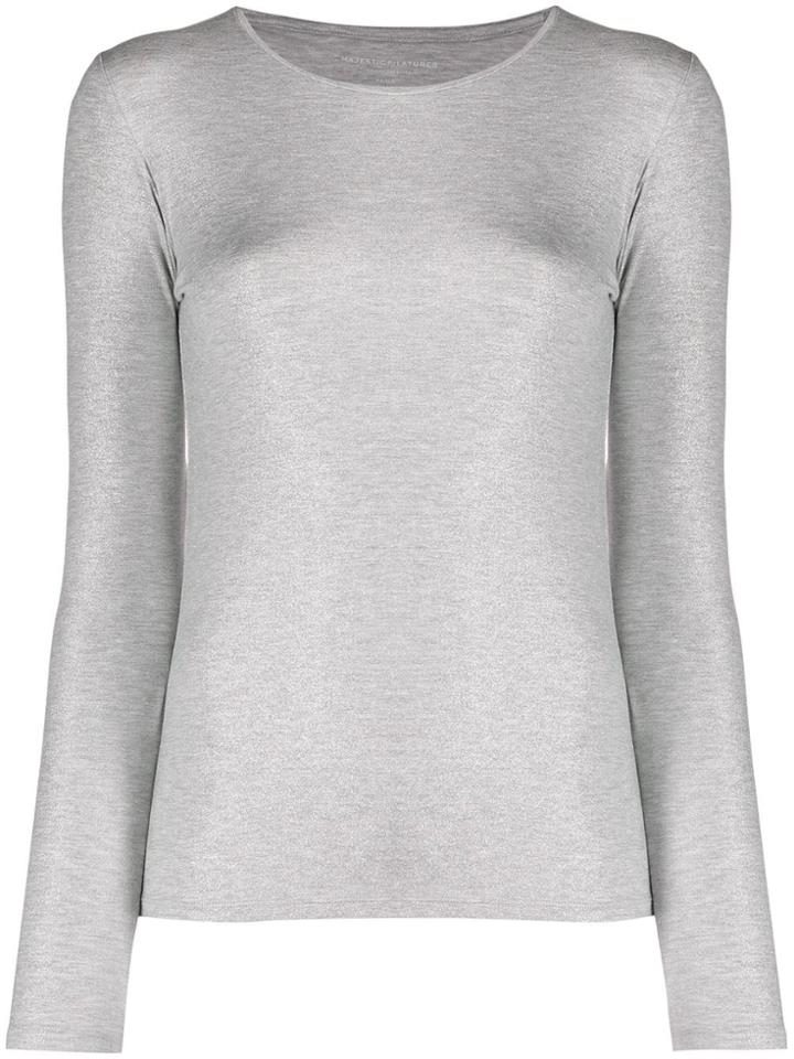Majestic Filatures Crew Neck Jersey Top - Grey