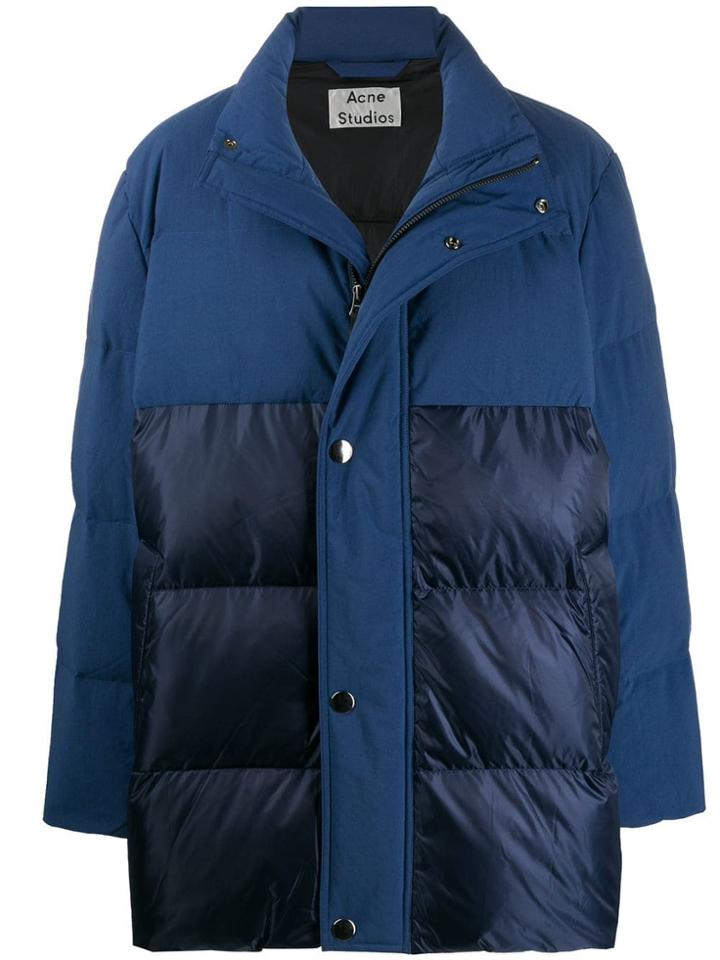 Acne Studios Contrast Panels Padded Coat - Blue
