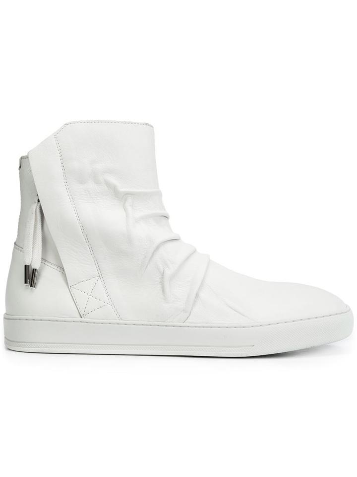 Alexandre Plokhov Creased Hi-top Sneakers, Men's, Size: 45, White, Rubber/leather