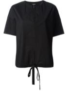 Jil Sander Navy Drawstring Hem Boxy Top, Women's, Size: 40, Black, Cotton/spandex/elastane