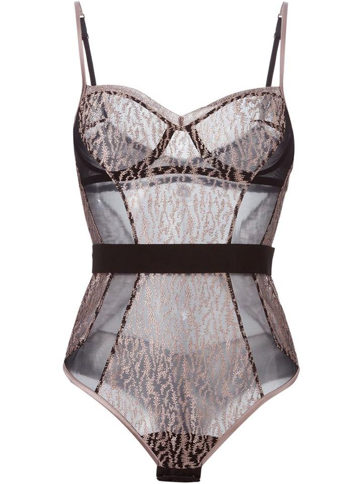 La Perla 'feline Chic' Bodysuit, Women's, Size: 36b, Black, Polyester/polyamide/spandex/elastane/cotton