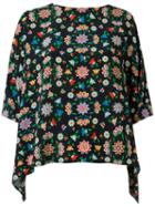 Reinaldo Lourenço - Floral Print Blouse - Women - Silk - 36, Black, Silk