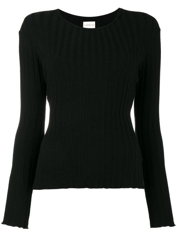 Simon Miller Crew Neck Ribbed Top - Black
