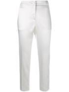 Msgm Cropped Slim-fit Trousers - White