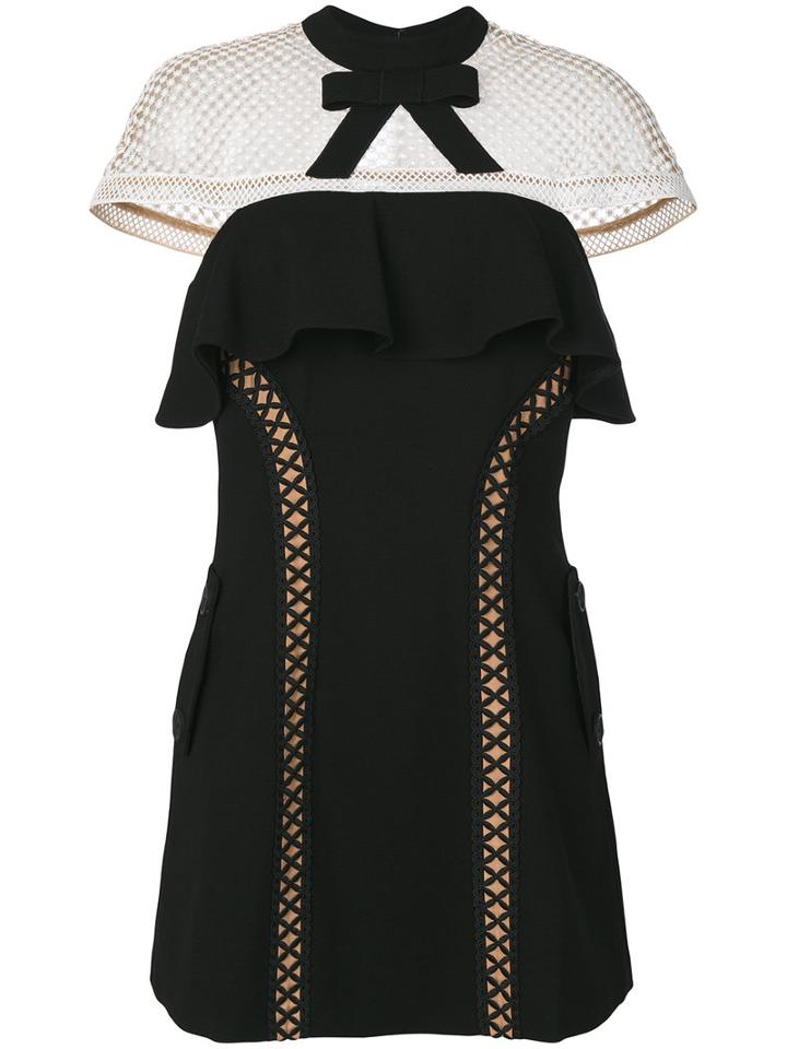 Self-portrait - Capped Sleeve Dress - Women - Polyamide/polyester/spandex/elastane/viscose - 8, Black, Polyamide/polyester/spandex/elastane/viscose