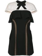 Self-portrait - Capped Sleeve Dress - Women - Polyamide/polyester/spandex/elastane/viscose - 8, Black, Polyamide/polyester/spandex/elastane/viscose