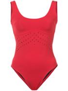Cynthia Rowley Racy Perforated Swimsuit - Red