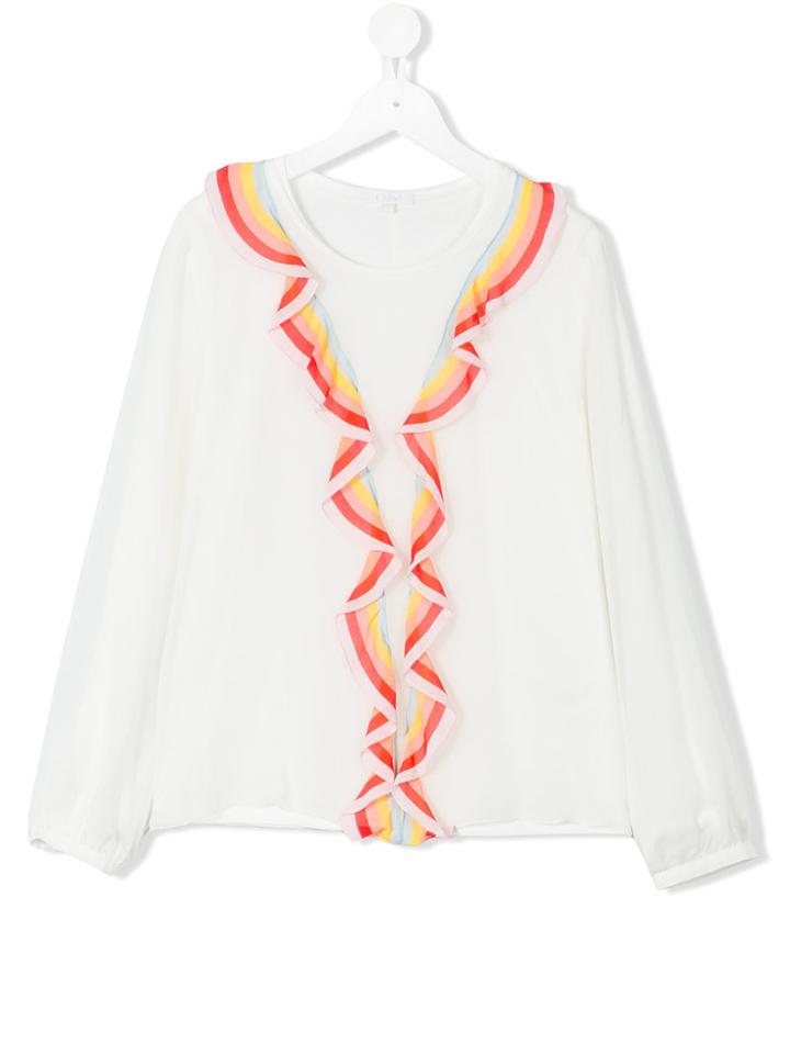 Chloé Kids - Rainbow Ruffle Blouse - Kids - Silk/cotton/polyester/viscose - 14 Yrs, White